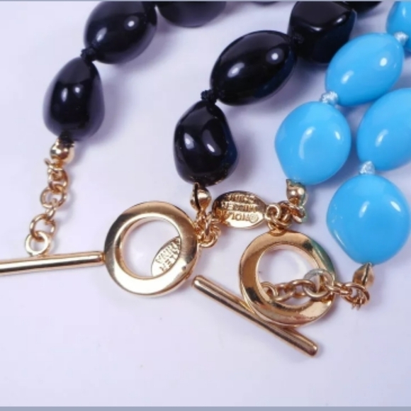 2!! RARE NOLAN Miller Estate Turquoise Onyx LUCITE Necklaces - Picture 3 of 7